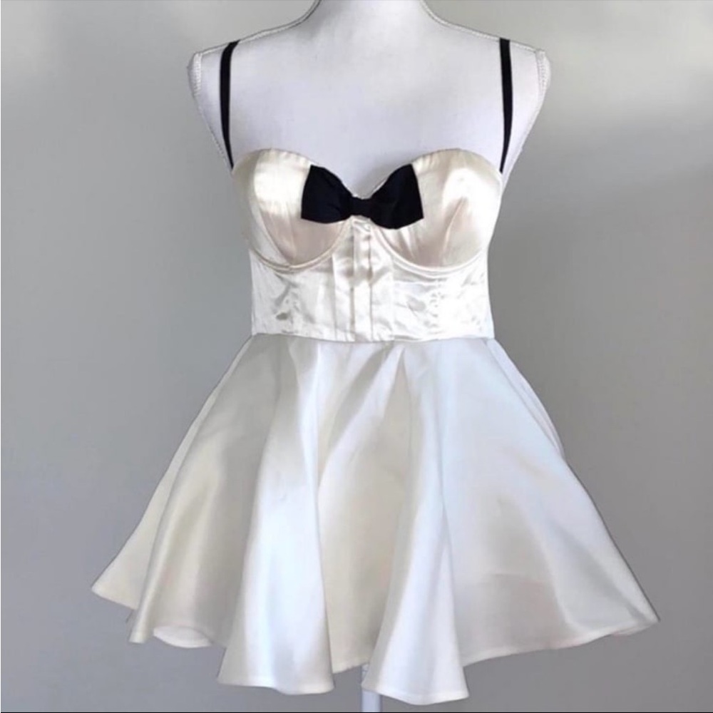 Victoria’s Secret silky Bow-Bustier Slip tux babydoll lingerie chemise pj Dress
